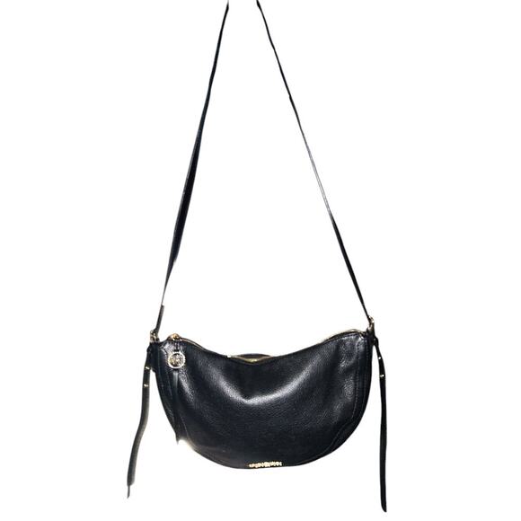 Michael Kors Camden Small Pebbled Leather Black Messenger Crossbody Bag - Picture 1 of 10
